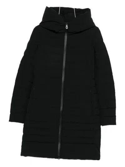 Peuterey Tailored Minimalist Black Parka With Quilted Design In Black