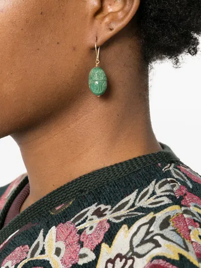 Aurelie Bidermann 18kt Scarabs Gelbgoldohrringe Mit Türkis In Green