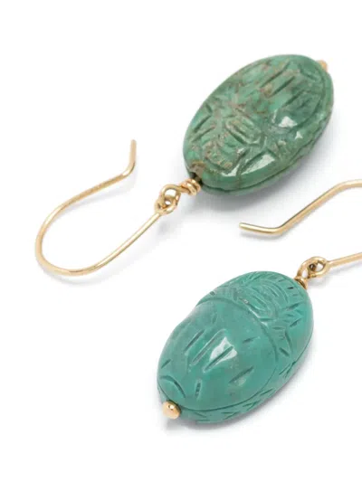 Aurelie Bidermann 18kt Scarabs Gelbgoldohrringe Mit Türkis In Green