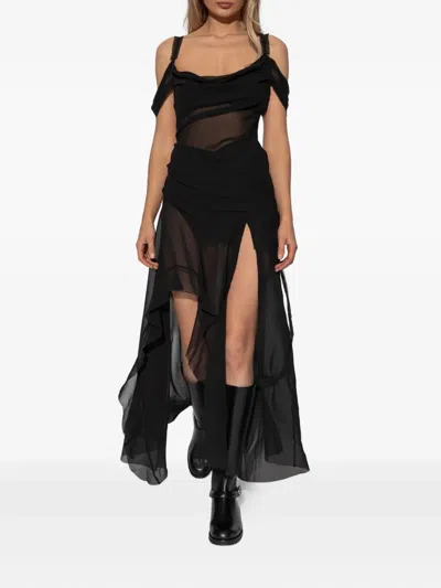 Misbhv Gabrielle Ruffled Maxi Dress In Black