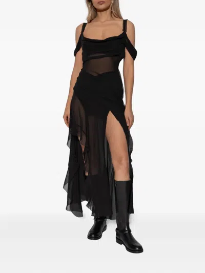 Misbhv Gabrielle Ruffled Maxi Dress In Black