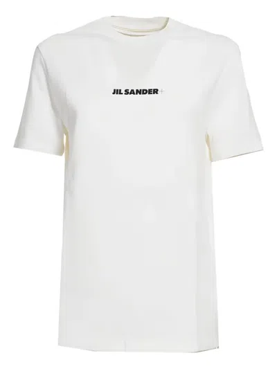 Jil Sander Short-sleeve T-shirt With Centered Logo Detail In White