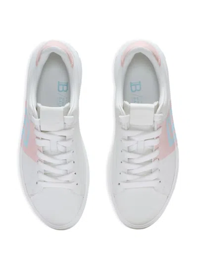 Balmain B-court Trainers In Calfskin With Pb Logo In White