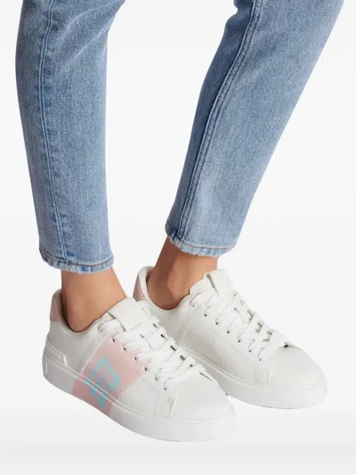 Balmain B-court Trainers In Calfskin With Pb Logo In White
