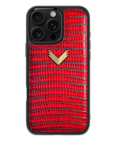 Velante Lizard-texture Iphone 16 Pro Case In Red