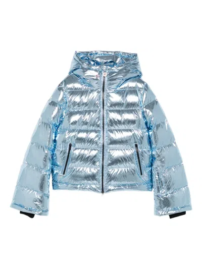Perfect Moment Polar Flare Metallic Quilted Down Ski Jacket In Blue