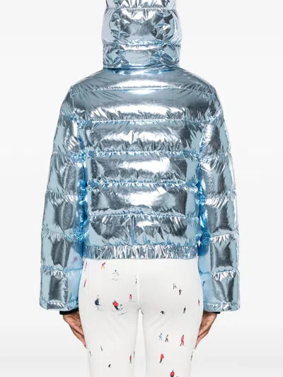 Perfect Moment Polar Flare Metallic Quilted Down Ski Jacket In Blue