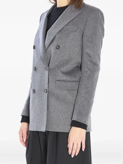 Tagliatore Jasmine Peak-lapels Double-breasted Blazer In Gray