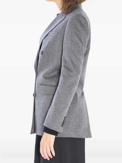 Tagliatore Jasmine Peak-lapels Double-breasted Blazer In Gray