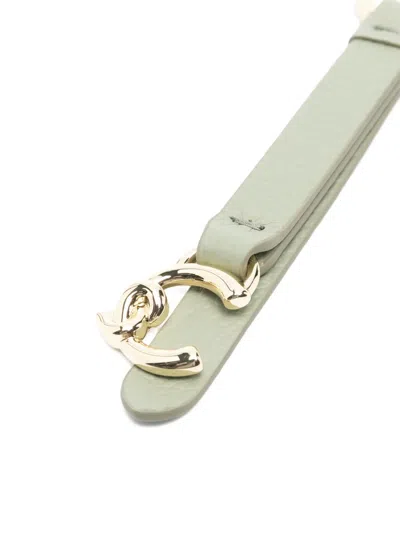 Coccinelle Textured Logo-charm Keyring In Green