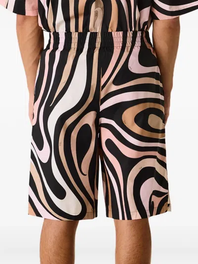 Pucci Marmo Elasticated Basketball Shorts In Black