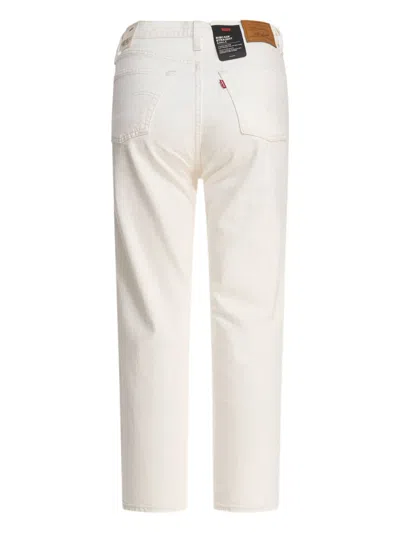 Levi's Womens Ecru Booper No Damage 501 Cropped Straight-leg High-rise Jeans In White