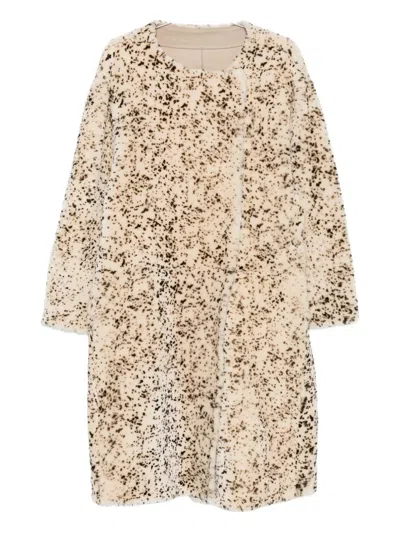 Totême Stracciatella Shearling Coat In Multi