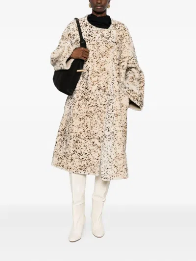 Totême Stracciatella Shearling Coat In Multi