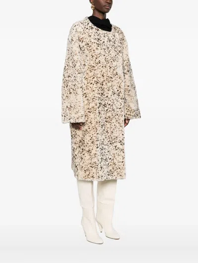Totême Stracciatella Shearling Coat In Multi