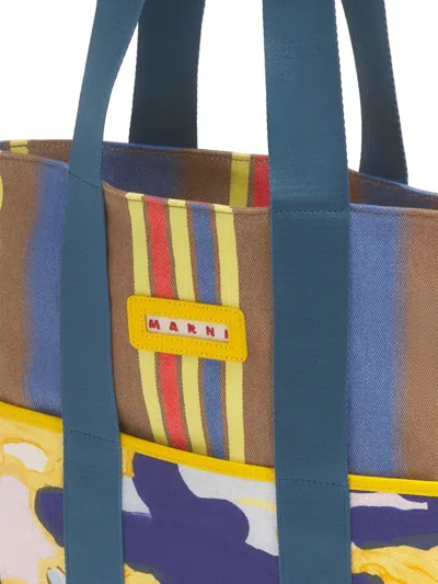 Marni Striped Tape-handle Cotton Tote Bag In Multi