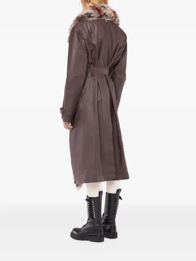 Rabanne Mantel Mit Pelzbesatz In Brown