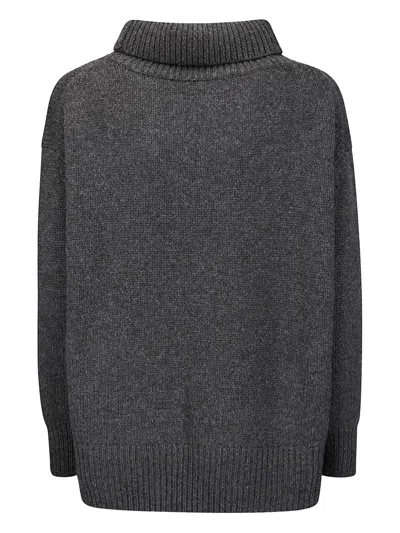 Be You Soft Cashmere Turtleneck Sweater With Side Slits And Relaxed Fit In Gray