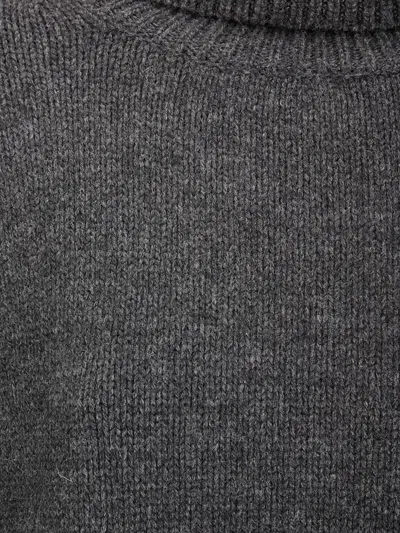 Be You Soft Cashmere Turtleneck Sweater With Side Slits And Relaxed Fit In Gray