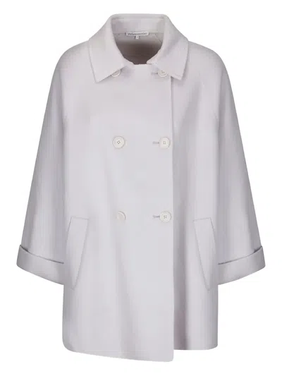 Stefano Mortari Double-breasted Pea Coat With Light Buttons And Flared Silhouette In White