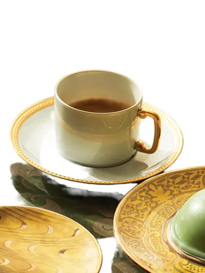 L'objet Soie Tressee 4-piece Teacup & Saucer Set In White