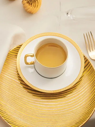 L'objet Soie Tressee 4-piece Teacup & Saucer Set In White