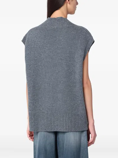 Roberto Collina Oversized Wool Knit Vest Sleeveless In Gray