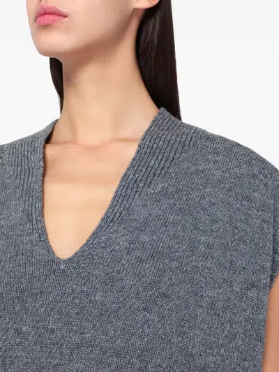 Roberto Collina Oversized Wool Knit Vest Sleeveless In Gray