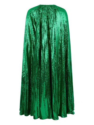 Valentino Dressed In A Cape With Sequins In Green