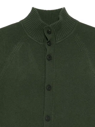 Mc2 Saint Barth Wool Turtleneck Cardigan In Green