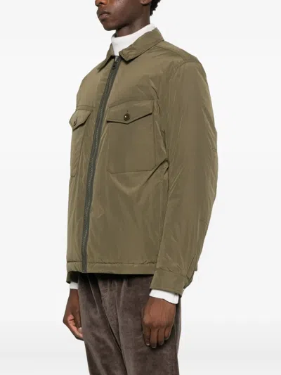 Ten C Front Zip Mid Layer Jacket With Chest Pockets In Green