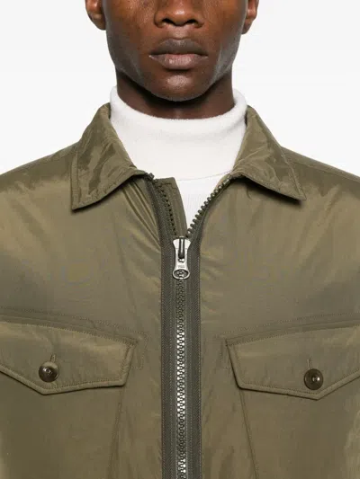 Ten C Front Zip Mid Layer Jacket With Chest Pockets In Green