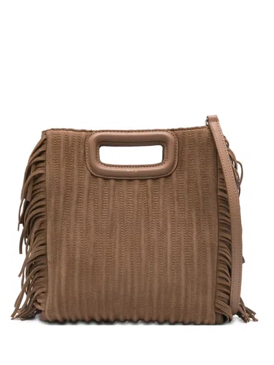Maje Fransen-mini-tasche Mit Cut-out In Brown