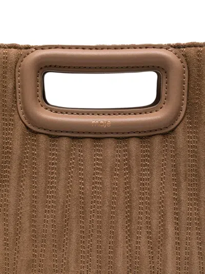 Maje Fransen-mini-tasche Mit Cut-out In Brown