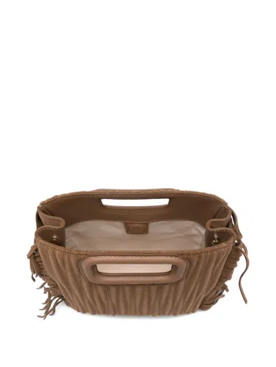 Maje Fransen-mini-tasche Mit Cut-out In Brown