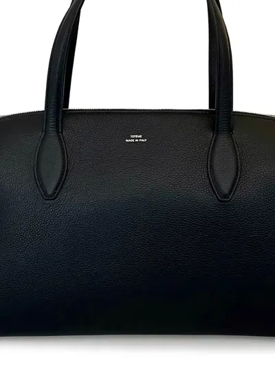 Totême Leather Handbag With Engraved Logo On The Front In Black