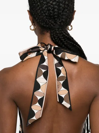 Pucci Marmo Asymmetric Printed Silk-twill Halterneck Dress In Multi