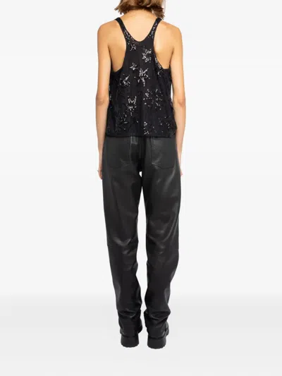 Zadig & Voltaire Womens Tarysa Star-embellished Woven Top Black In Black