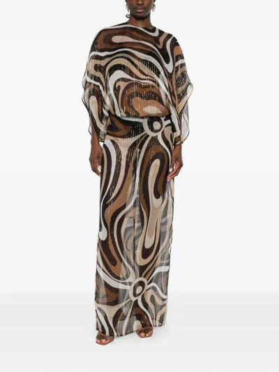Pucci Puffy-sleeve Maxi Dress In Multi