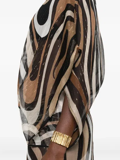 Pucci Puffy-sleeve Maxi Dress In Multi