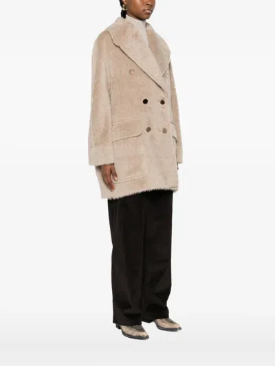 Tagliatore Double-breasted Alpaca-wool Blend Coat With Wide Lapels In Brown