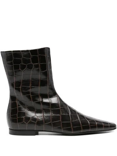 Totême Croc-effect Leather Chelsea Boots In Brown