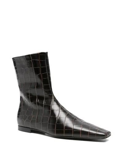 Totême Croc-effect Leather Chelsea Boots In Brown