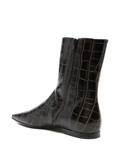 Totême Croc-effect Leather Chelsea Boots In Brown