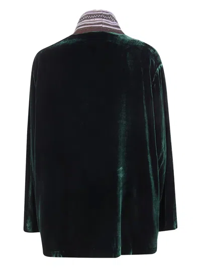 Bianco Levrin Patterned Velvet Jacket In Green