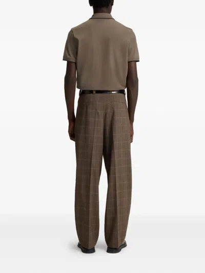 Hugo Boss Tipped-collar Cotton Polo Shirt In Brown