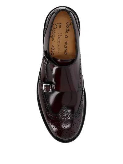 Ortigni X Cuccuini Leather Monk Shoes In Burgundy