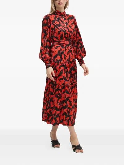 Diane Von Furstenberg Sai Tiered Hand-print Jacquard Midi Dress In Red