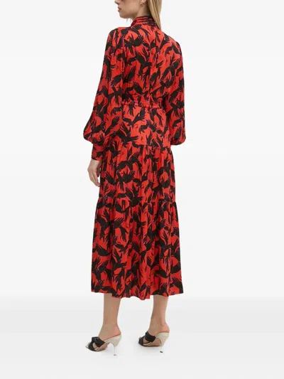 Diane Von Furstenberg Sai Tiered Hand-print Jacquard Midi Dress In Red