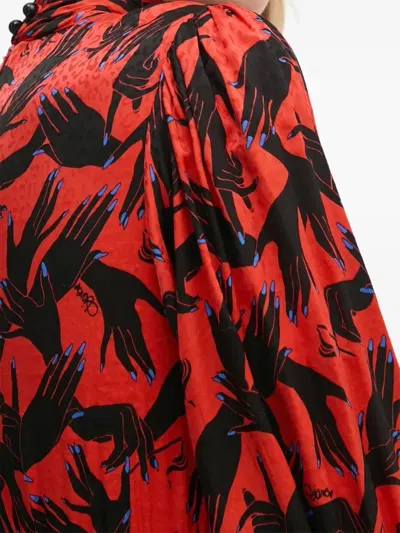 Diane Von Furstenberg Sai Tiered Hand-print Jacquard Midi Dress In Red